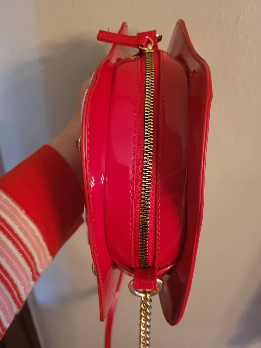 Betsey Johnson Red Mushroom Heart Crossbody Bag Toadstool Sparkly Rhinestone EUC